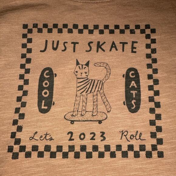 NWT Rylee + Cru Cool Cats Raw Edge Long Sleeve Shirt Size 6-7 - Picture 2 of 5